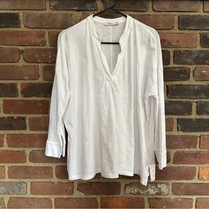 MERSEA v neck cotton white pullover top O/S